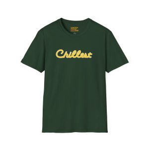A dark green t-shirt with "Chillest" in yellow script across the chest, as shown in product 5190617683248777585_2048.jpeg.