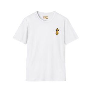 White Hancock’s Big Crop crew-neck t-shirt (11981352581727653820_2048.jpeg) featuring a small graphic of a peanut wearing sunglasses on the left chest.